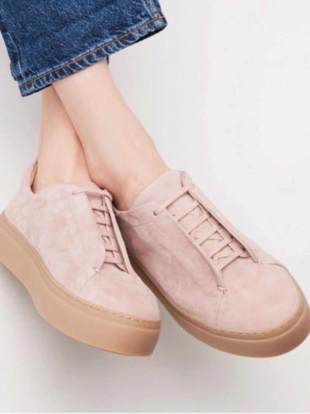COS Blush Pink Suede Platform Sneakers | 7